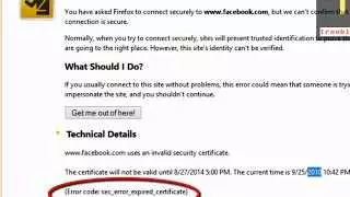 Код ошибки sec error expired certificate